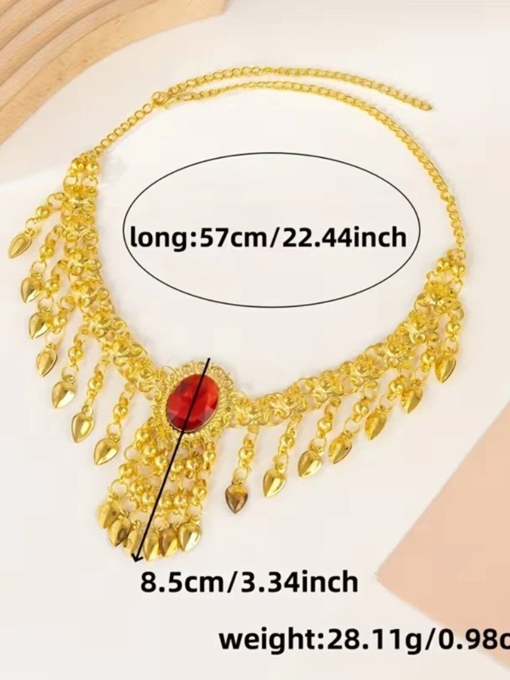 Women Forehead Jewelry Arabic Traditional Necklace Gold Tone Fashion Jewelry - Picture 2 of 11